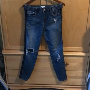 BP ripped skinny jeans with striped side pattern